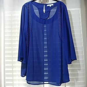 Adorable bell sleeved studded cobalt blue top